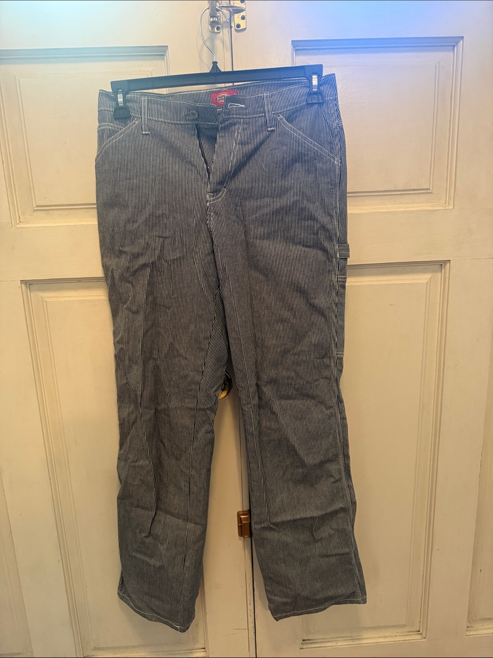 Dickies Women's Gray Pinstripe Straight Leg Jeans